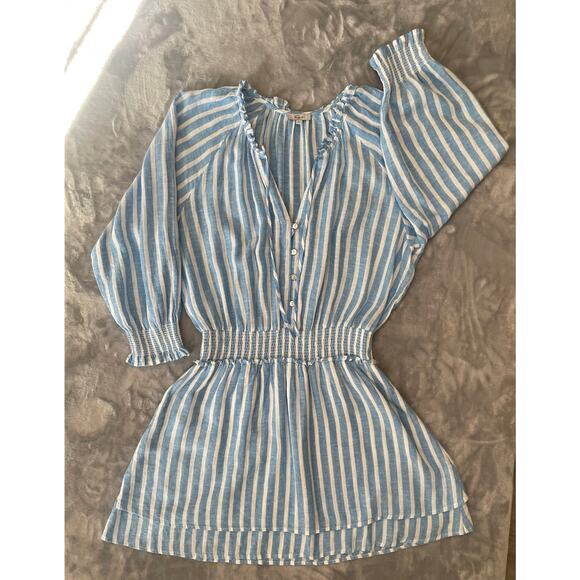 Rails Crystal Dress Lake Stripe L Nautical Casual Beachy Gauze Linen Resort - Picture 11 of 14
